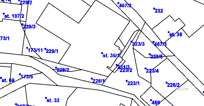 Parcela st. 35/1 v KÚ Litice nad Orlicí, Katastrální mapa