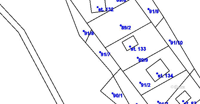 Parcela st. 91/7 v KÚ Litice nad Orlicí, Katastrální mapa