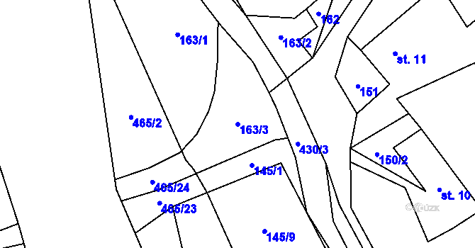 Parcela st. 163/3 v KÚ Litice nad Orlicí, Katastrální mapa