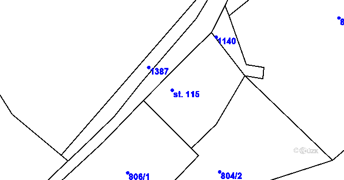 Parcela st. 115 v KÚ Litíč, Katastrální mapa