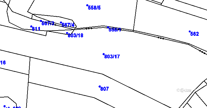 Parcela st. 803/17 v KÚ Litichovice, Katastrální mapa