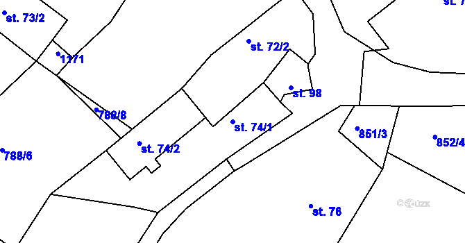 Parcela st. 74/1 v KÚ Litichovice, Katastrální mapa
