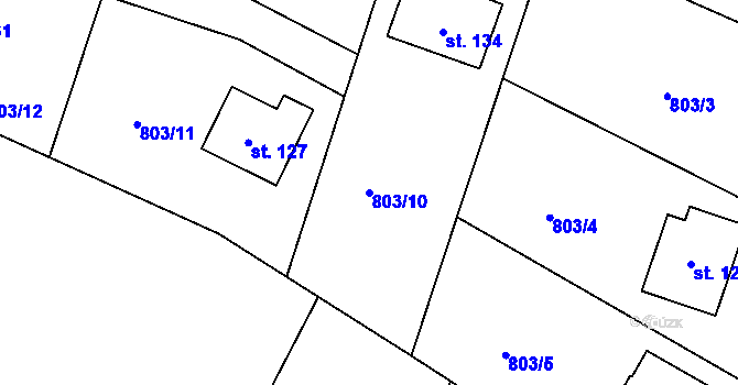 Parcela st. 803/10 v KÚ Litichovice, Katastrální mapa