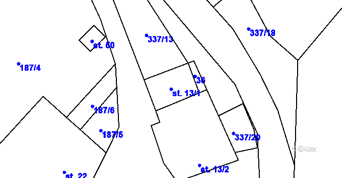 Parcela st. 13/1 v KÚ Litkovice, Katastrální mapa