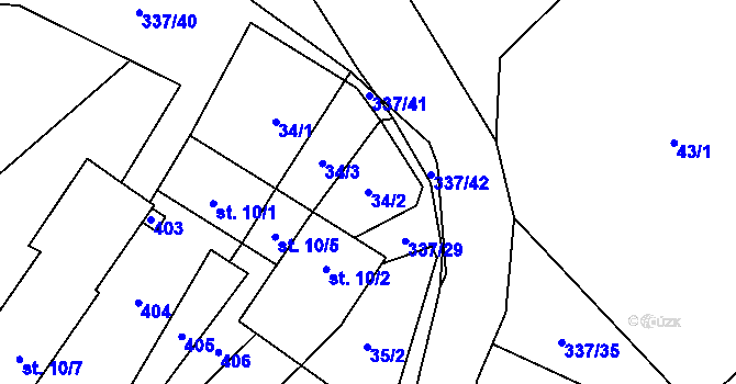 Parcela st. 34/2 v KÚ Litkovice, Katastrální mapa