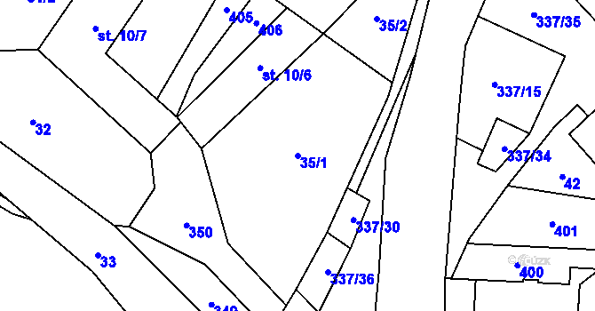 Parcela st. 35/1 v KÚ Litkovice, Katastrální mapa