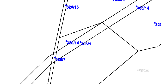 Parcela st. 386/1 v KÚ Litkovice, Katastrální mapa