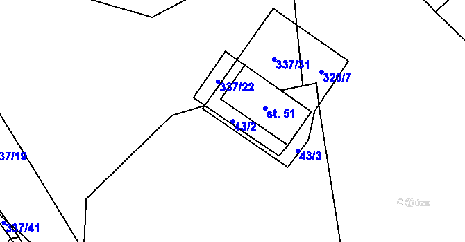 Parcela st. 43/2 v KÚ Litkovice, Katastrální mapa