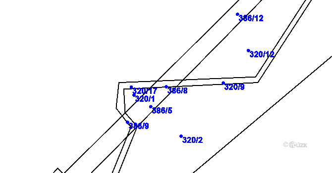 Parcela st. 386/8 v KÚ Litkovice, Katastrální mapa