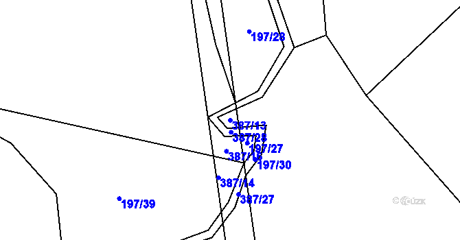Parcela st. 387/13 v KÚ Litkovice, Katastrální mapa