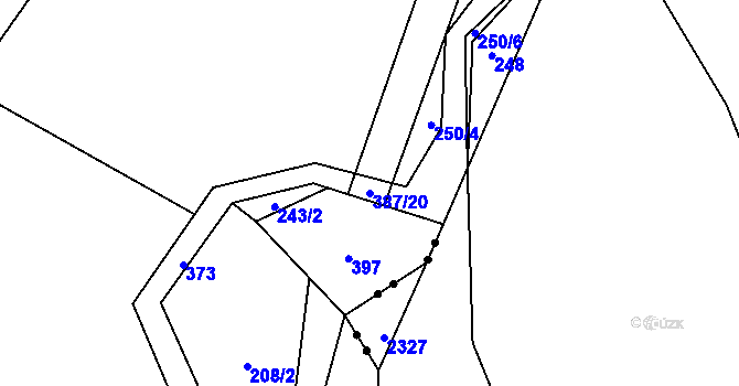 Parcela st. 387/20 v KÚ Litkovice, Katastrální mapa