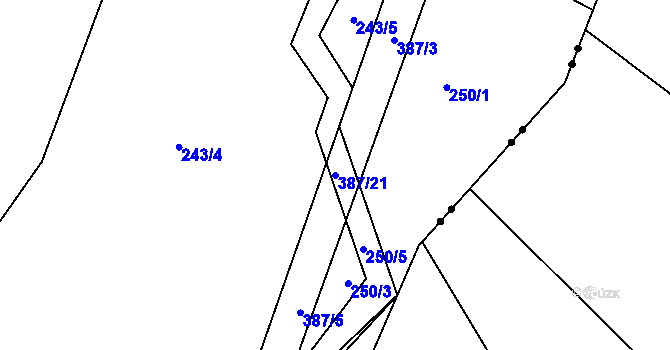 Parcela st. 387/21 v KÚ Litkovice, Katastrální mapa