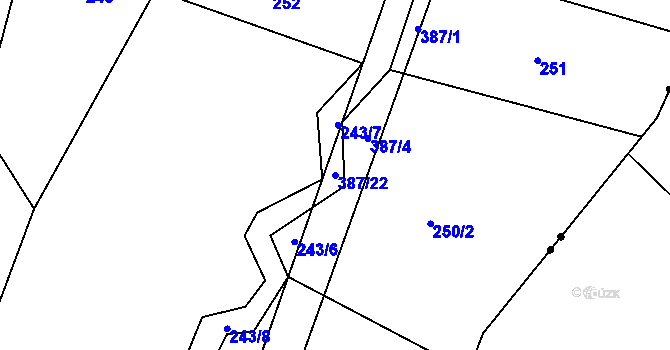 Parcela st. 387/22 v KÚ Litkovice, Katastrální mapa