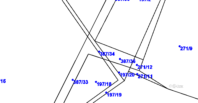 Parcela st. 387/34 v KÚ Litkovice, Katastrální mapa