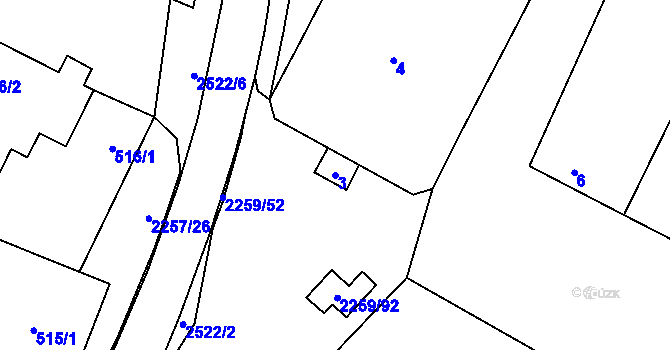 Parcela st. 3 v KÚ Litobratřice, Katastrální mapa