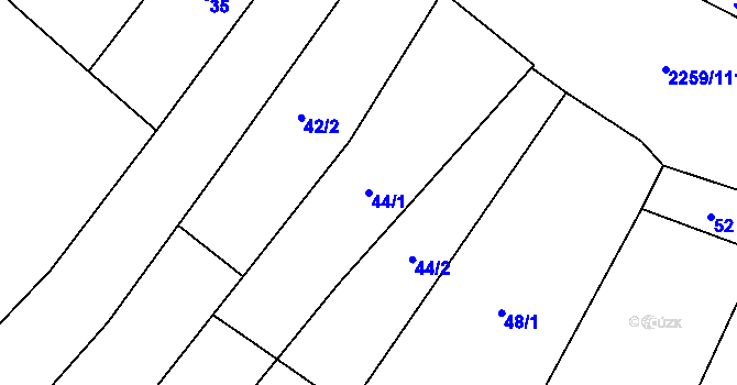 Parcela st. 44/1 v KÚ Litobratřice, Katastrální mapa