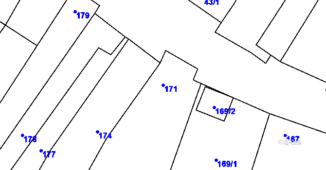 Parcela st. 171 v KÚ Litobratřice, Katastrální mapa