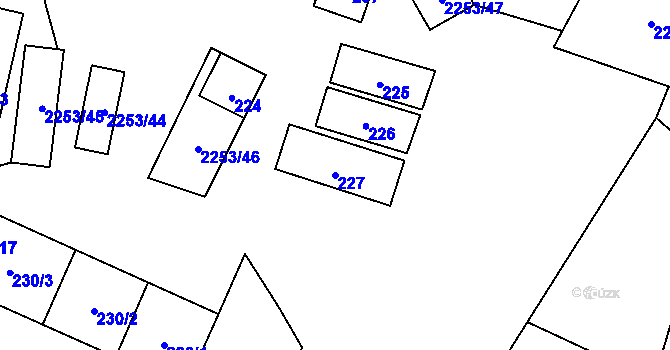 Parcela st. 227 v KÚ Litobratřice, Katastrální mapa