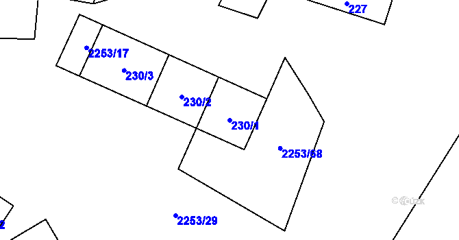 Parcela st. 230/1 v KÚ Litobratřice, Katastrální mapa