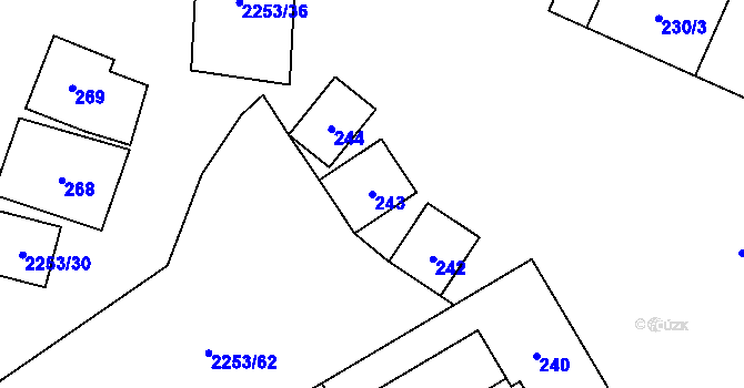 Parcela st. 243 v KÚ Litobratřice, Katastrální mapa