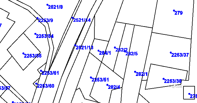 Parcela st. 284/1 v KÚ Litobratřice, Katastrální mapa