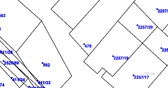 Parcela st. 478 v KÚ Litobratřice, Katastrální mapa