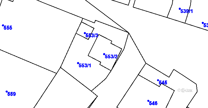 Parcela st. 553/2 v KÚ Litobratřice, Katastrální mapa