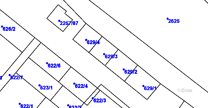 Parcela st. 629/3 v KÚ Litobratřice, Katastrální mapa