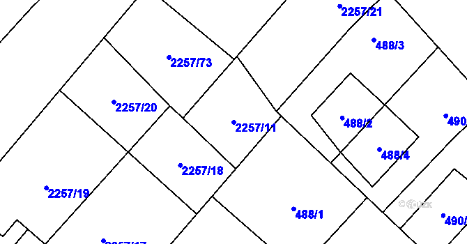 Parcela st. 2257/11 v KÚ Litobratřice, Katastrální mapa