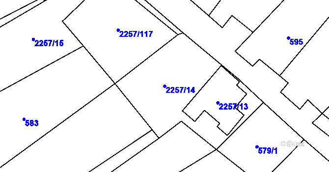 Parcela st. 2257/14 v KÚ Litobratřice, Katastrální mapa