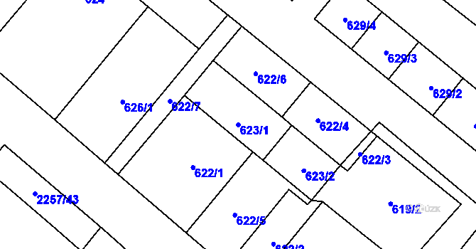 Parcela st. 623/1 v KÚ Litobratřice, Katastrální mapa