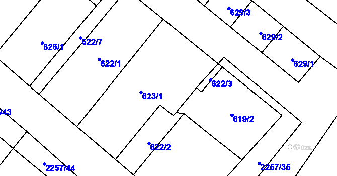Parcela st. 623/2 v KÚ Litobratřice, Katastrální mapa