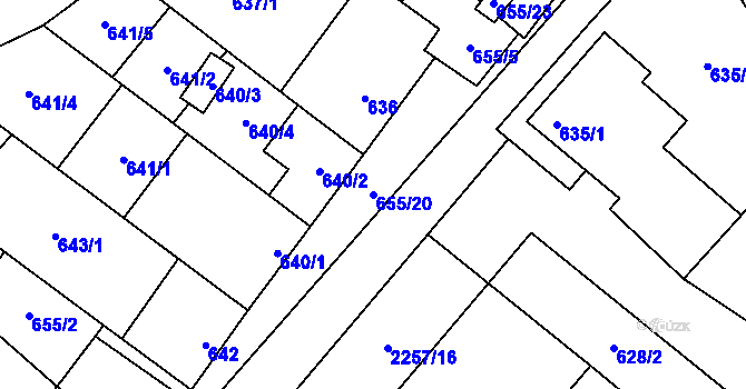 Parcela st. 655/20 v KÚ Litobratřice, Katastrální mapa