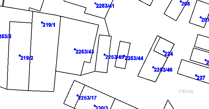 Parcela st. 2253/45 v KÚ Litobratřice, Katastrální mapa