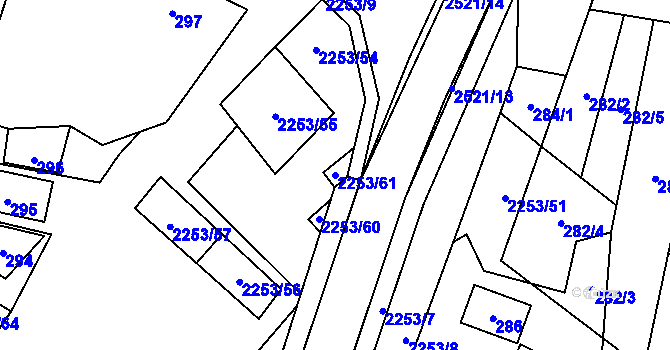 Parcela st. 2253/61 v KÚ Litobratřice, Katastrální mapa