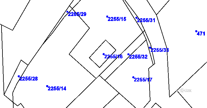 Parcela st. 2255/16 v KÚ Litobratřice, Katastrální mapa