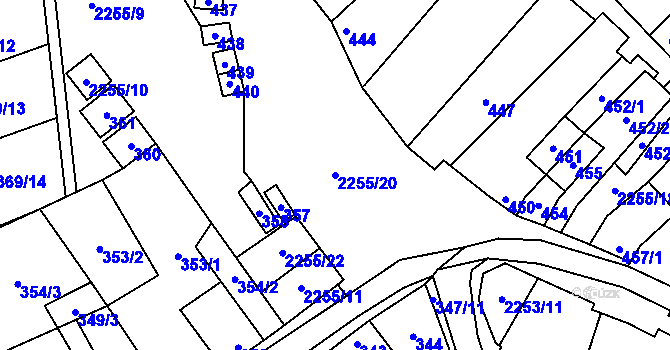 Parcela st. 2255/20 v KÚ Litobratřice, Katastrální mapa