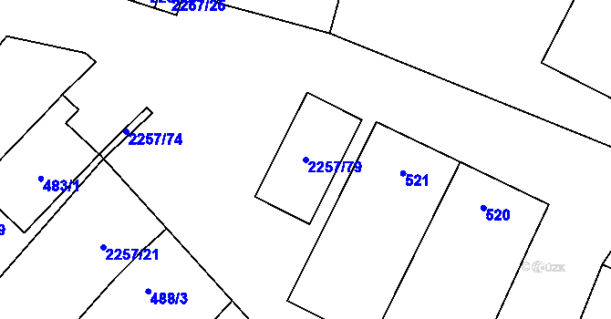 Parcela st. 2257/79 v KÚ Litobratřice, Katastrální mapa