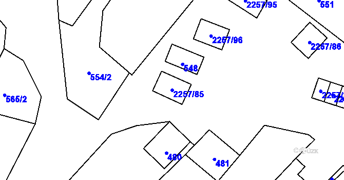 Parcela st. 2257/85 v KÚ Litobratřice, Katastrální mapa