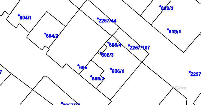 Parcela st. 606/3 v KÚ Litobratřice, Katastrální mapa