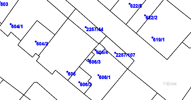 Parcela st. 606/4 v KÚ Litobratřice, Katastrální mapa
