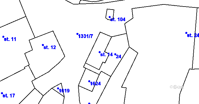 Parcela st. 14 v KÚ Litohlavy, Katastrální mapa