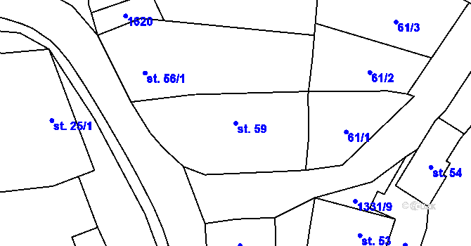 Parcela st. 59 v KÚ Litohlavy, Katastrální mapa