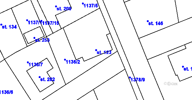 Parcela st. 123 v KÚ Litohlavy, Katastrální mapa