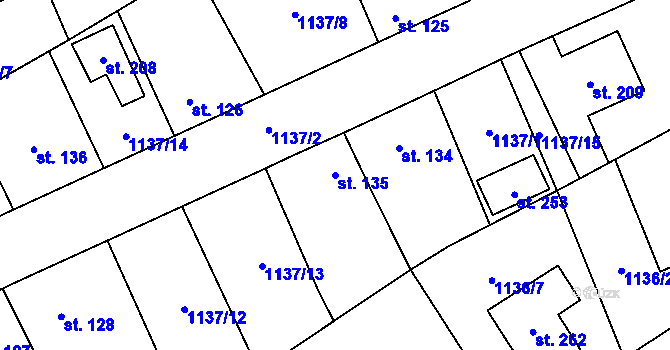 Parcela st. 135 v KÚ Litohlavy, Katastrální mapa