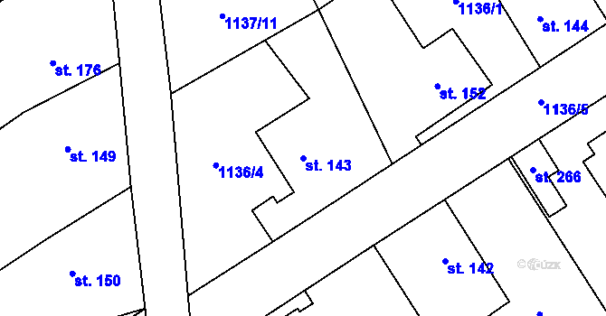 Parcela st. 143 v KÚ Litohlavy, Katastrální mapa