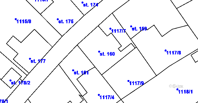 Parcela st. 160 v KÚ Litohlavy, Katastrální mapa