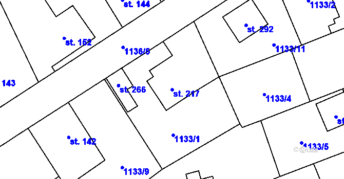 Parcela st. 217 v KÚ Litohlavy, Katastrální mapa