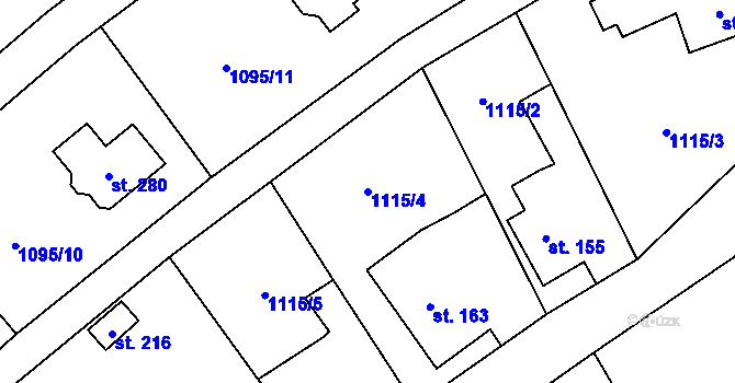 Parcela st. 1115/4 v KÚ Litohlavy, Katastrální mapa