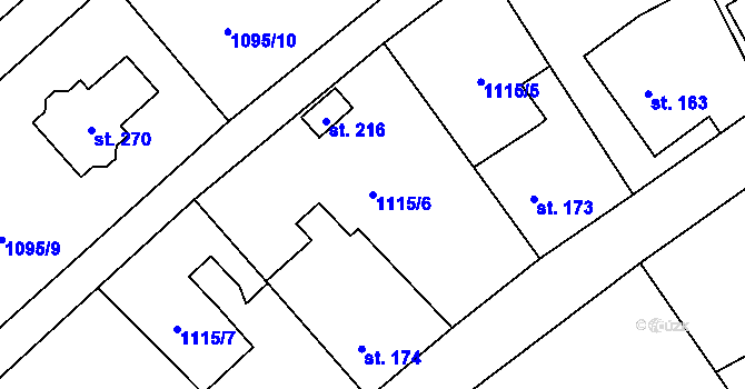 Parcela st. 1115/6 v KÚ Litohlavy, Katastrální mapa